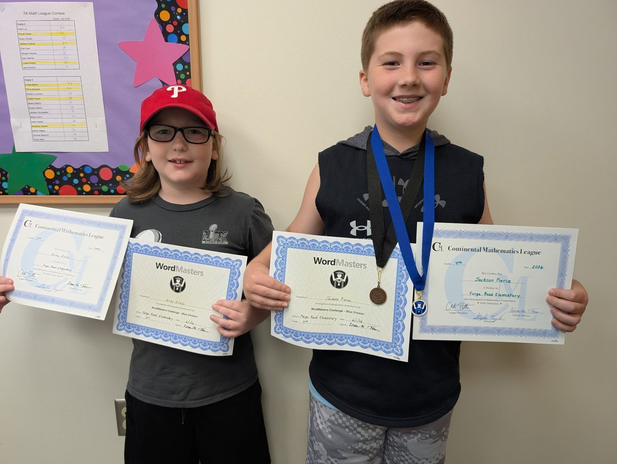 ForgeElem's tweet photo. Congratulations to our Word Masters &amp; Continental Math League participants. Way to go! https://t.co/F19DmyehKf