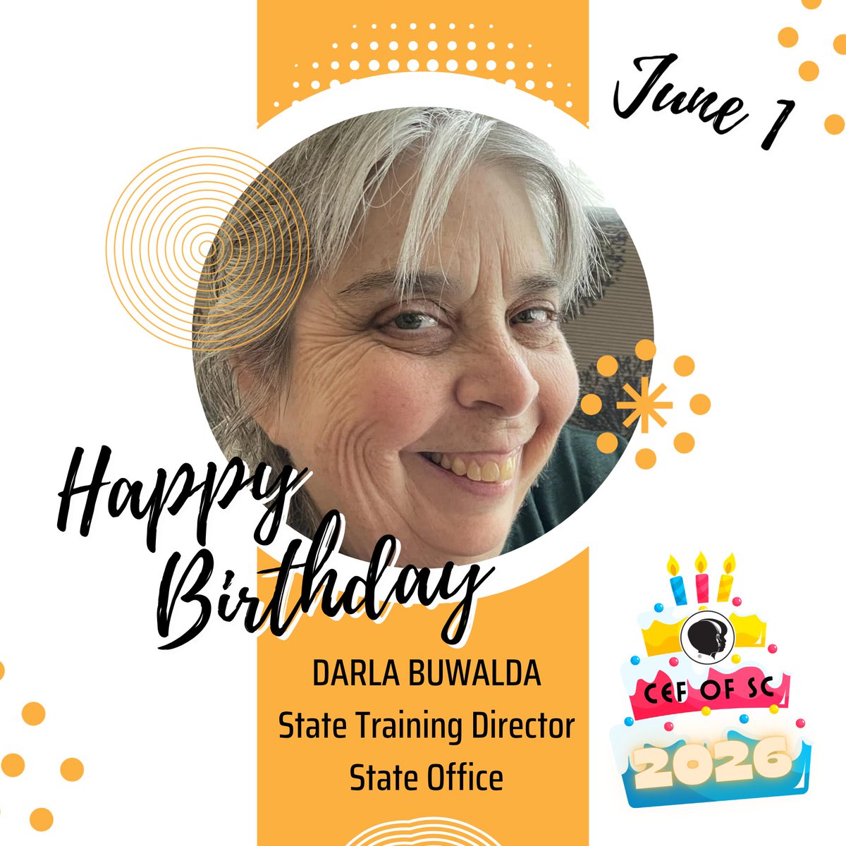 CEFofSC's tweet photo. (from Monday) HAPPY BIRTHDAY, DARLA! 🎈 https://t.co/KkJLRUWUeR