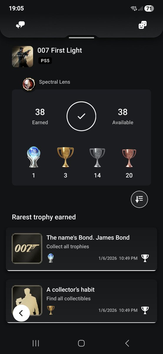 Spectral_Lens's tweet photo. Platinum #333
Great game from start to finish, very curious and excited to see were they go from here. 
Going to give Lego Batman a go next on PS5 and continue with 007 on PC for some more 📸 https://t.co/mbPxd9YylB