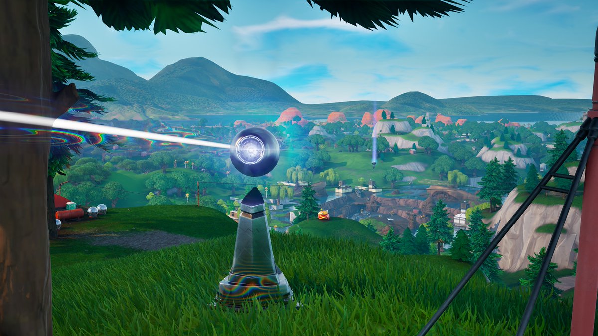 FortTracker's tweet photo. #Fortnite OG Vault Tracking:

Stage: 5
Rune Key: #2
Location: Pleasant Park Hill
Date: June 3rd 2:00pm ET

The second Rune Key puzzle is now active, 3 lasers have spawned across the island, with the challenge to connect them to the key at the same time. https://t.co/jch24Kjufe
