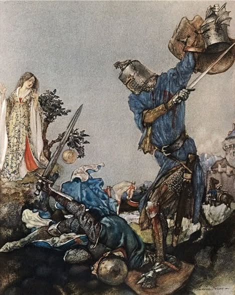 fabiaschi's tweet photo. William Russell Flint Illustrations for Le morte Darthur: the book of King Arthur and of his noble knights of the Round Table https://t.co/vGdYECWBQT