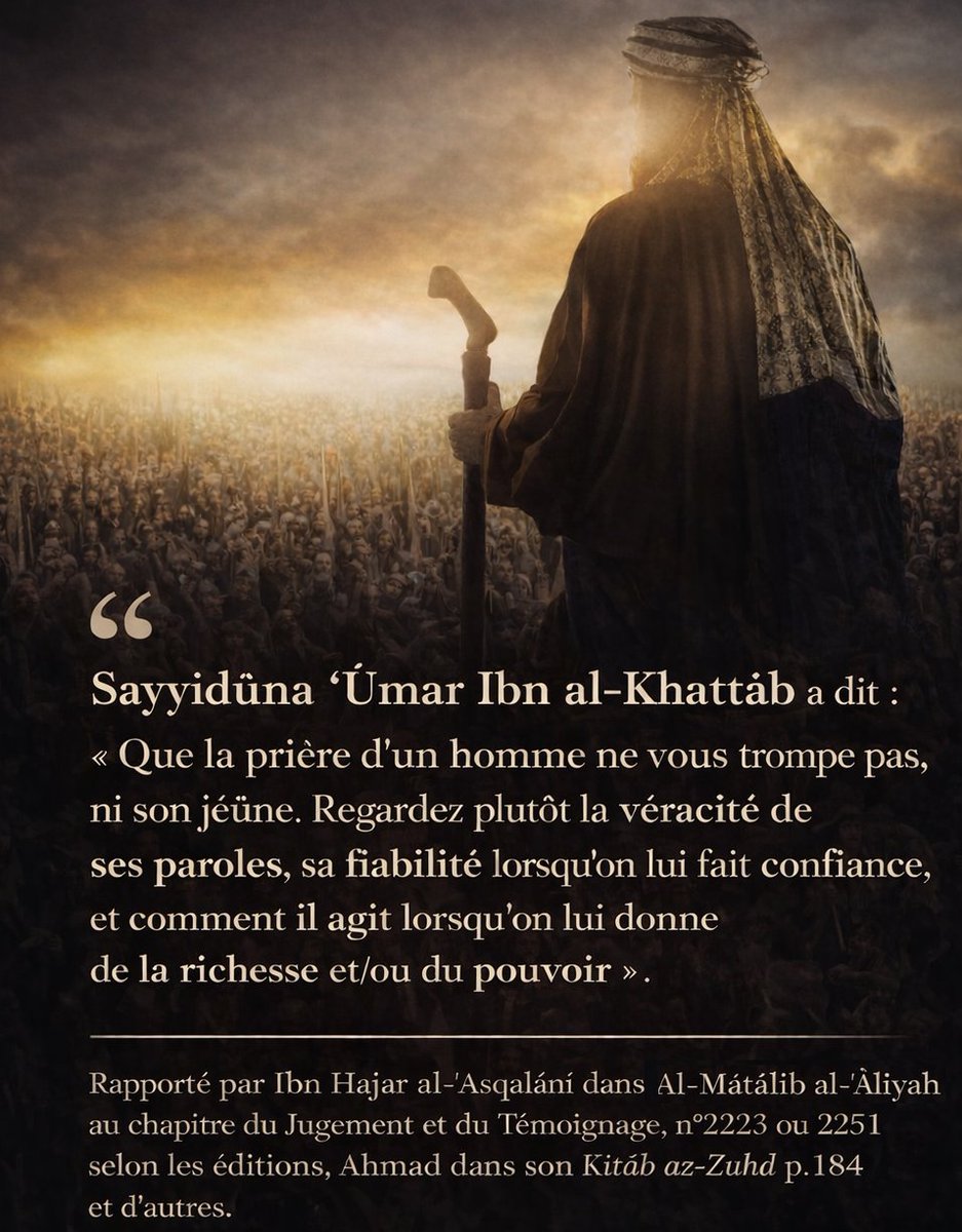 EditionsHanif's tweet photo. Sayyidûna 'Umar Ibn al-Khattâb sur la façon de connaitre réellement une personne au-delà de son discours apparent. https://t.co/o6vtpyNyio