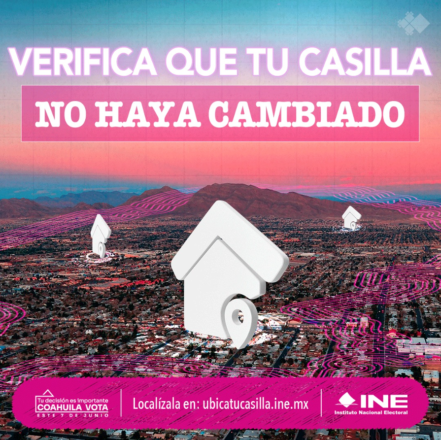 INEtelMX's tweet photo. En el #INE trabajamos para mejorar la organización electoral.
El #Reseccionamiento electoral en #Coahuila busca equilibrar electores y casillas 🗳
Participa #Elección2026Mx. ⏳✨​
​ubicatucasilla,https://t.co/b8yUOzz8qH  📞800 433 2000.📍🪪✨​
#Coahuila #Vota 7 de junio ✨ https://t.co/sZ2W0bKlLR
