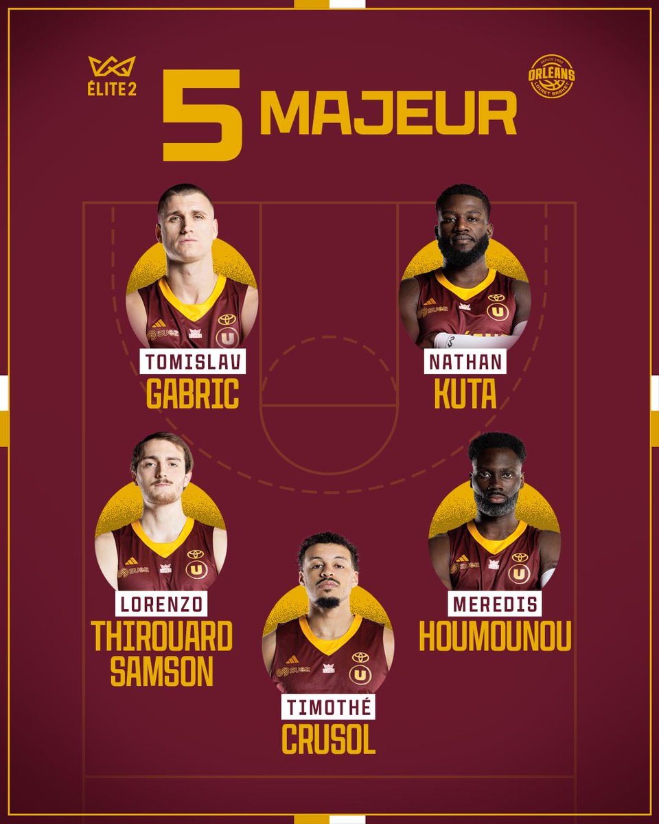 OLB45's tweet photo. Le 5 de départ orléanais pour ce match 1 à Pau ! 🔥

#TousOLB https://t.co/doEzuTSt74