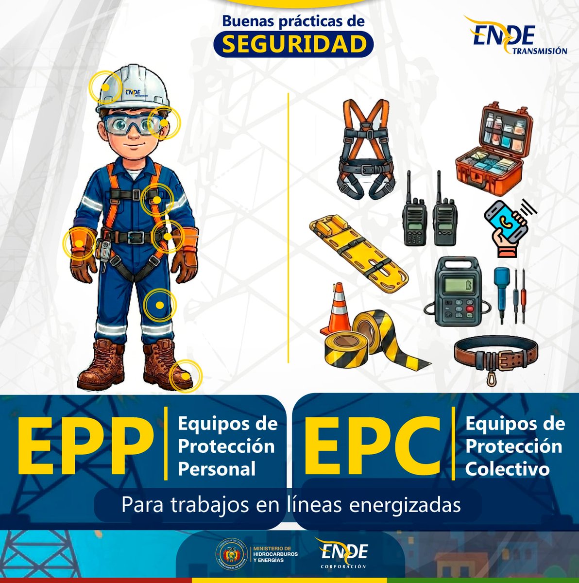 EndeTransmision's tweet photo. ¡𝗕𝗨𝗘𝗡𝗔𝗦 𝗣𝗥𝗔𝗖𝗧𝗜𝗖𝗔𝗦 𝗗𝗘 𝗦𝗘𝗚𝗨𝗥𝗜𝗗𝗔𝗗! 📝⚠️🚫

#EPP 🪖🧤🥽🥾🦺
#EPC 🚧🚨 📐🚨🧰🪜🛠️
#SeguridadIntegral 
#CeroAccidentes 
#EnergíaConResponsabilidad 
#IngenieríaEléctrica https://t.co/nFfZkDGxxa