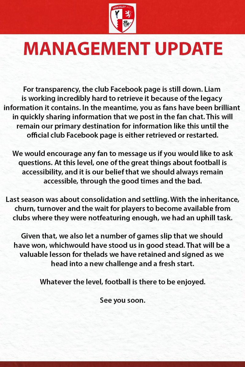 hinckley_afc's tweet photo. 🗣️ "The hard work has continued since the last ball was kicked"

Your mid-summer management update with just a few weeks left until the lads return to pre-season training! https://t.co/21N3nLrUOx