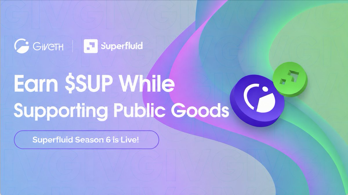 Giveth's tweet photo. Ready to earn SUP while you donate?

From June 2 to August 31, you can get access to @Superfluid_HQ tokens when you set up recurring donations on Giveth.

Donation streams of $20+/month to any GIVbacks eligible projects qualify.

Learn more 👇 https://t.co/fCaDCbcp7k