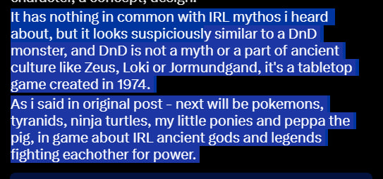 LDAlice1's tweet photo. @subtle_breath Once again - i dont care about game's lore, why this thing looks that way and what it is in-universe. I don't like the game about IRL mythos having this thing in it as a character, a concept, design. https://t.co/t7SEZB4mPW