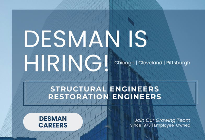 desmanparking's tweet photo. DESMAN is hiring!
We’re currently seeking Structural Engineers and Restoration Engineers in Chicago, Cleveland, and Pittsburgh.

View all openings:  
https://t.co/12OUCA2uud https://t.co/BeJXXN4xAc