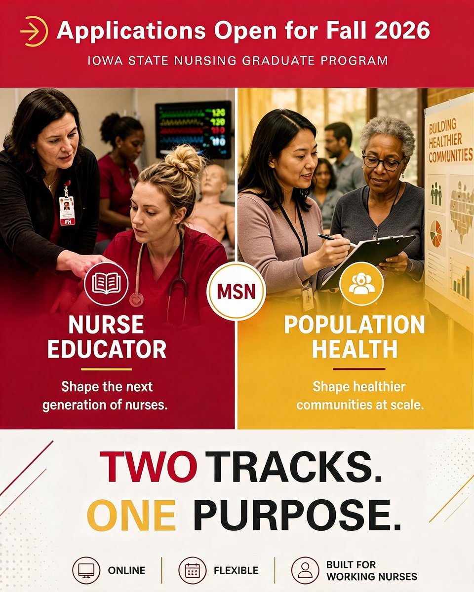 IAStateNursing's tweet photo. 🚨Iowa State University’s MSN program is accepting applications for Fall 2026!

Learn more: https://t.co/myYmA5r52c https://t.co/niF4xjWPEG