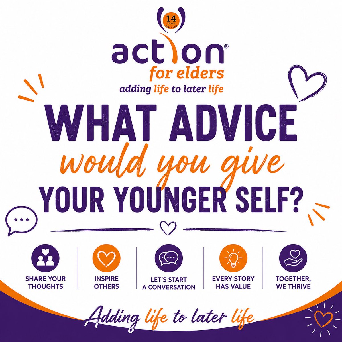 ActionForElders's tweet photo. 💭 What advice would you give your younger self?

A lesson you’ve learned, a chance you wish you’d taken, or something you now know to be true?

Share your answer below 👇

Every story has value. 💜🧡

#ActionForElders #PositiveAgeing #CommunitySupport https://t.co/DsLoEo5DPk