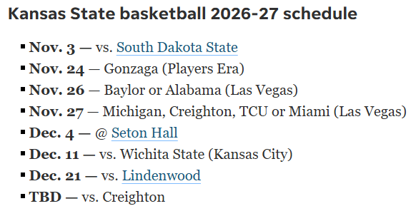 WyattWheeler_'s tweet photo. Kansas State's 2026-27 basketball schedule so far https://t.co/q1DzJH5ysU