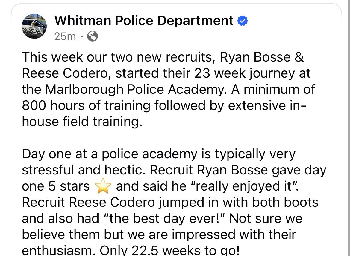 JordCoach's tweet photo. WH alumn Reese doing BIG things in life! I’ve always known in my coaching years at WH this kid would do AMAZING things! Go get em Reese! 👮🏻🚔 https://t.co/J8fTFviXSx