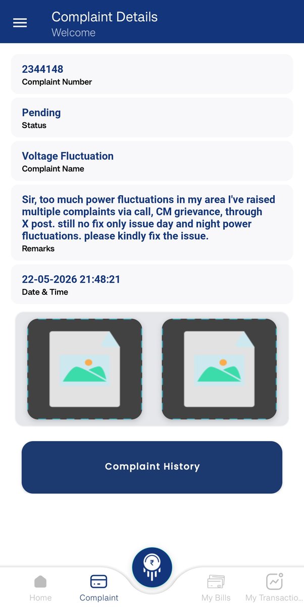 Am_Bashaa's tweet photo. @TANGEDCO_Offcl @CMOTamilnadu @CTR_Nirmalkumar Dear @TANGEDCO_Offcl, how many complaints should I file to fix the 3yrs power fluctuation issue? My complaint is still pending. Voltage drops to 125–130V daily, damaging appliances and even fans are unusable. Please act instead of just posting "Noted, taken for rectification." https://t.co/DDD7Guia7Y