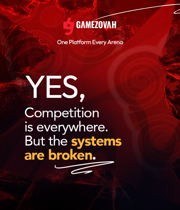 gamezovah's tweet photo. Competition is everywhere…  
But proper infrastructure is not.

Manual leagues, scattered gaming events, no tracking, disappearing school competitions.

GameZovah fixes this.

One platform for Gaming, Sports &amp; Activities.

Create your tournament → https://t.co/6fSjYNtFrV https://t.co/3Mv2leGELo