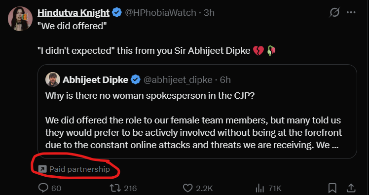 CampakaSen62345's tweet photo. @HPhobiaWatch What's this? "Paid Partnership" with whom? https://t.co/4e4kpcA2QC