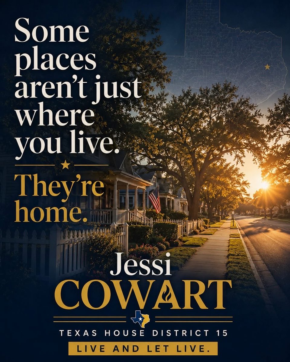 JessiCowartTX's tweet photo. A home is where memories are made, neighbors become friends, and families build their future.

Texas HD 15 is more than a place on a map. Jessi is running to protect the freedoms, opportunities and local character that help our communities thrive. 
https://t.co/YSGRDs3d8d
#txlege https://t.co/NfWGmNmDr3