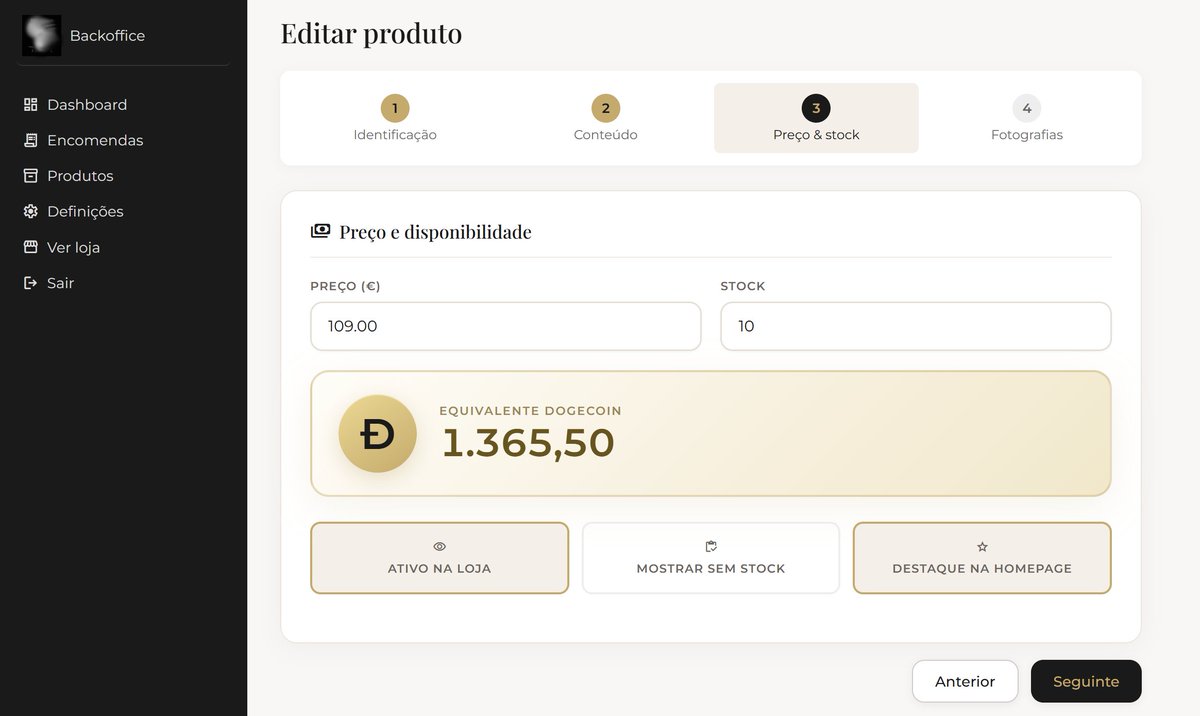inevitable360's tweet photo. Backoffice for the owner to setup product details including the auto convertion of Euros prices into #Dogecoin 😀 https://t.co/IcKLzzJO3Y
