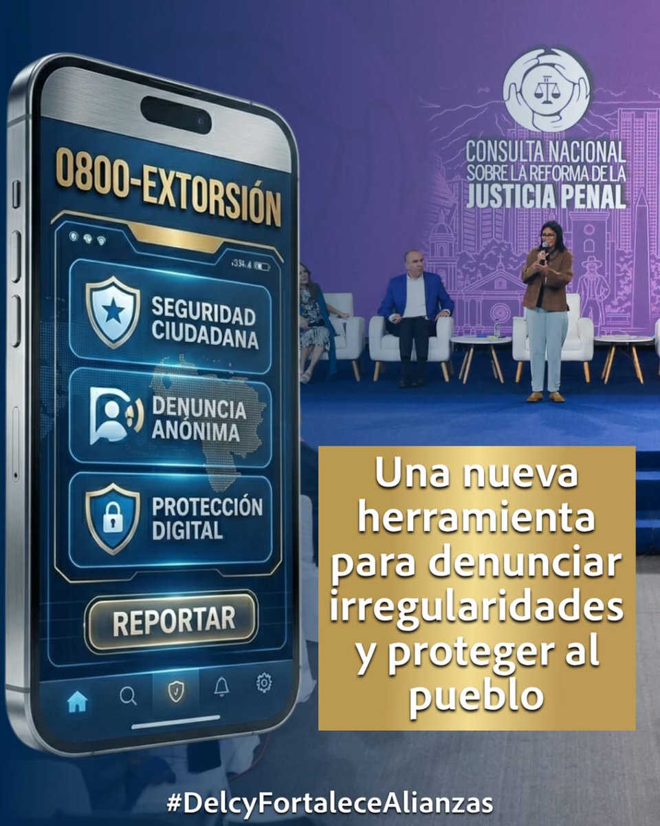 BarbaraM30830's tweet photo. Extorsión policial, judicial o fiscal: ahora se combate con un solo número. 

0800-Extorsión es una herramienta del pueblo, ordenada por Delcy Rodríguez. 

#DelcyFortaleceAlianzas https://t.co/vUkTrP0ilO