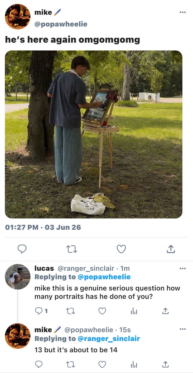 catinnoodles's tweet photo. meet-cute smau where will is a portrait street artist and mike is his client that keeps coming back #byler https://t.co/WS8KHAwV5f