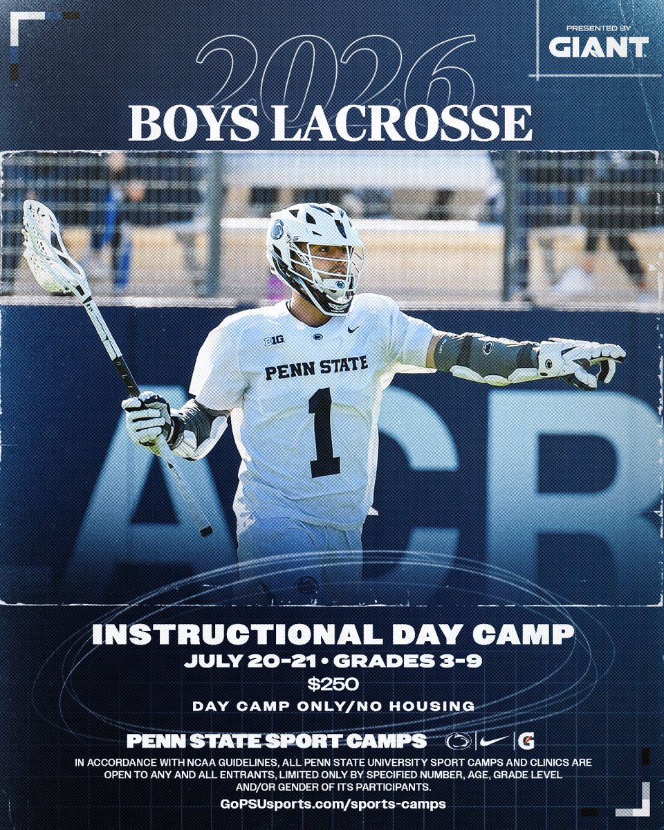 PennStateMLAX's tweet photo. A pair of camps coming up here in Happy Valley.

Visit https://t.co/b3dpqgE3o2 for more information on all of our upcoming events 🥍 https://t.co/VGWcfui0TP
