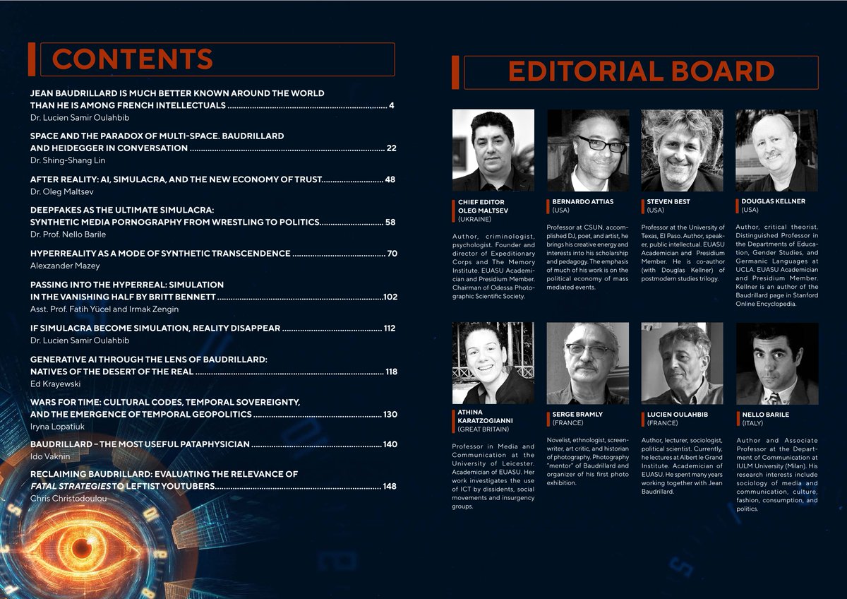 EUASU_Ukraine's tweet photo. 🎉 The European Academy of Sciences of Ukraine is pleased to share the release of the new spring issue of our partner journal, International Academic Journal Baudrillard Now — Volume 7, Issue 1, 2026.

📖 Read and download the full issue here: https://t.co/HJIAUTinZ5 https://t.co/Ssy0kh9mi2