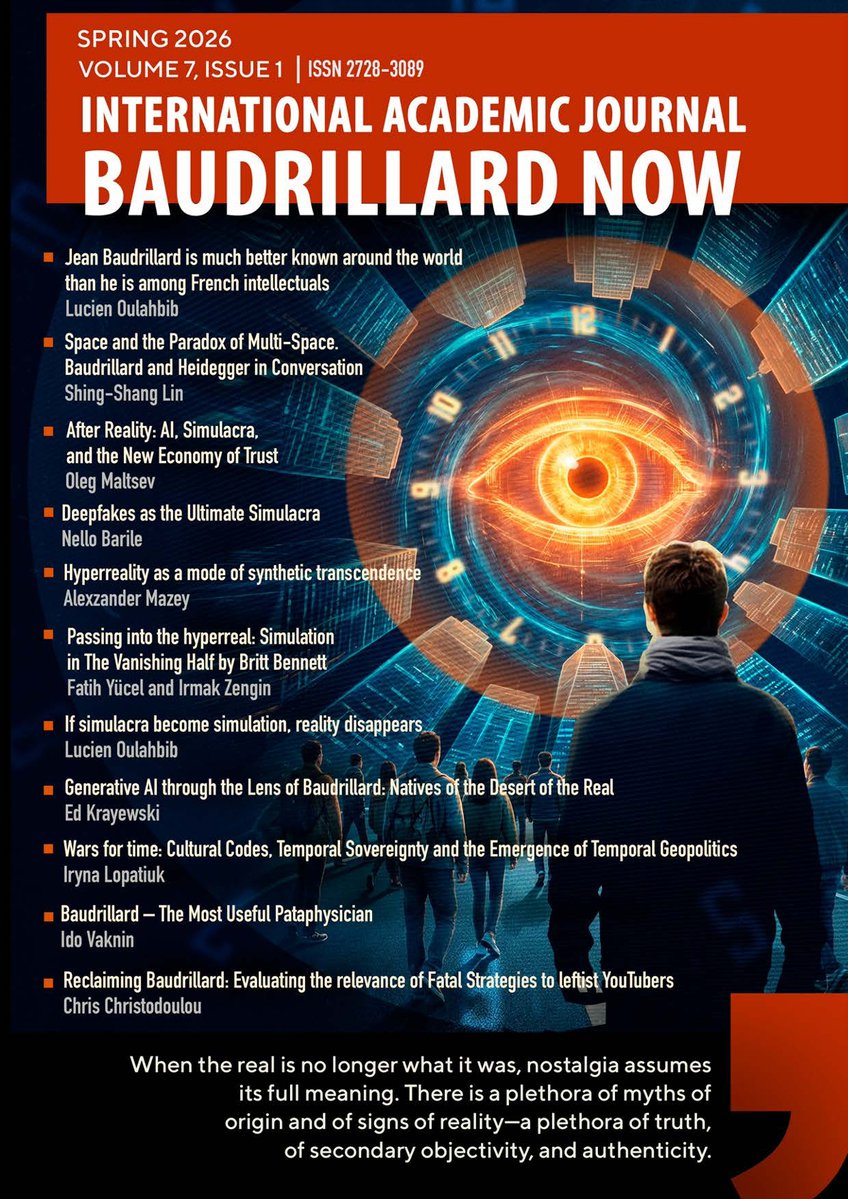EUASU_Ukraine's tweet photo. 🎉 The European Academy of Sciences of Ukraine is pleased to share the release of the new spring issue of our partner journal, International Academic Journal Baudrillard Now — Volume 7, Issue 1, 2026.

📖 Read and download the full issue here: https://t.co/HJIAUTinZ5 https://t.co/Ssy0kh9mi2