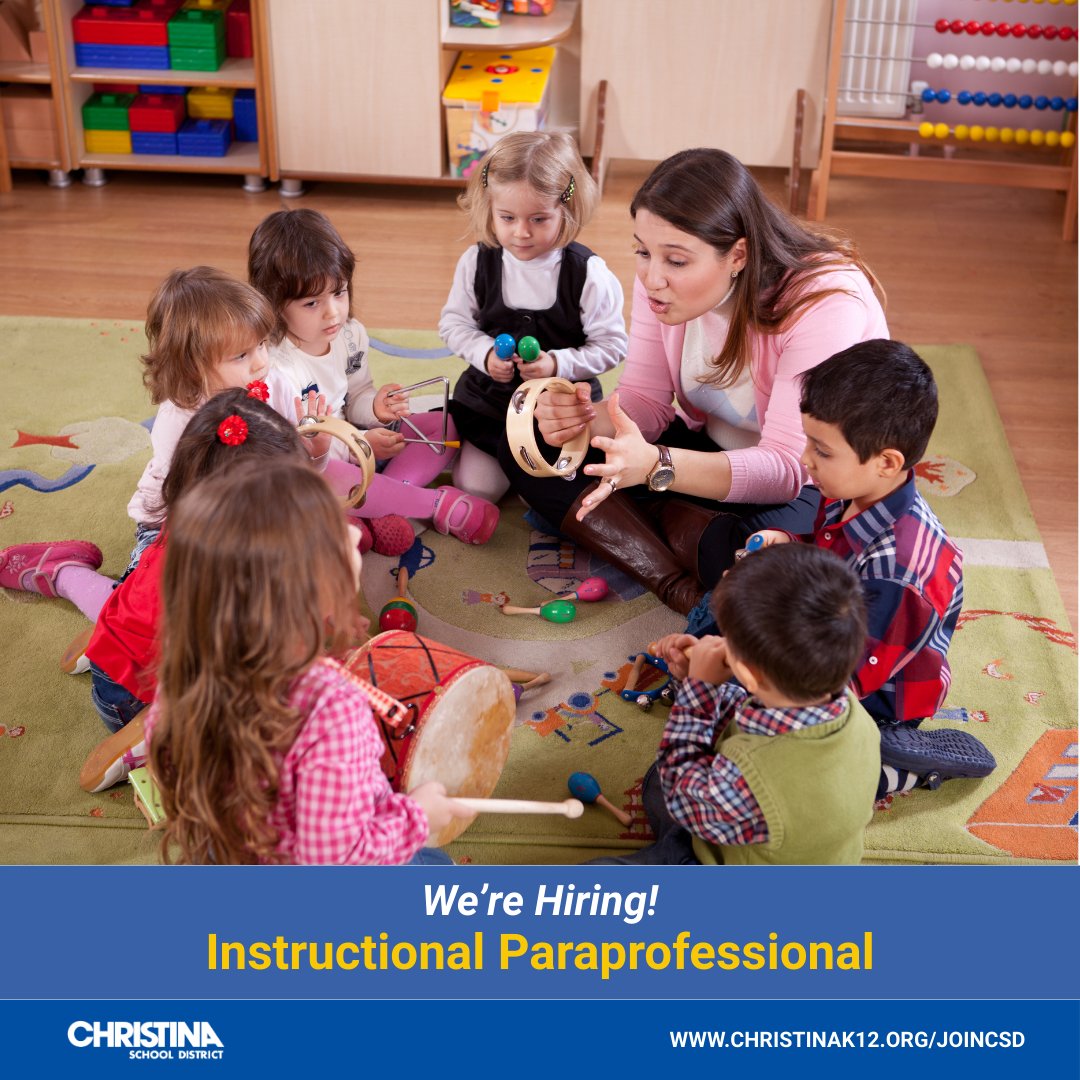 ChristinaK12's tweet photo. We're #NowHiring: Instructional Paraprofessional at Christina Early Education Center (CEEC). Apply online to #JoinCSD: https://t.co/bIElJgImNM.

📌 View all job openings: https://t.co/A7Wr8wud6o

#EduJobs #netde #hiring #WilmDE #NewarkDE https://t.co/wPJ53PJ8SX