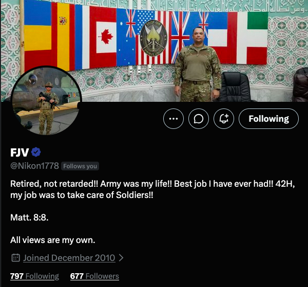 JayJosephVet's tweet photo. A Retired US Army Veteran is looking to expand their support system and connect with more friends:

@Nikon1778 

Let's come together and make a difference in their journey! https://t.co/oPQ8LiJWCX