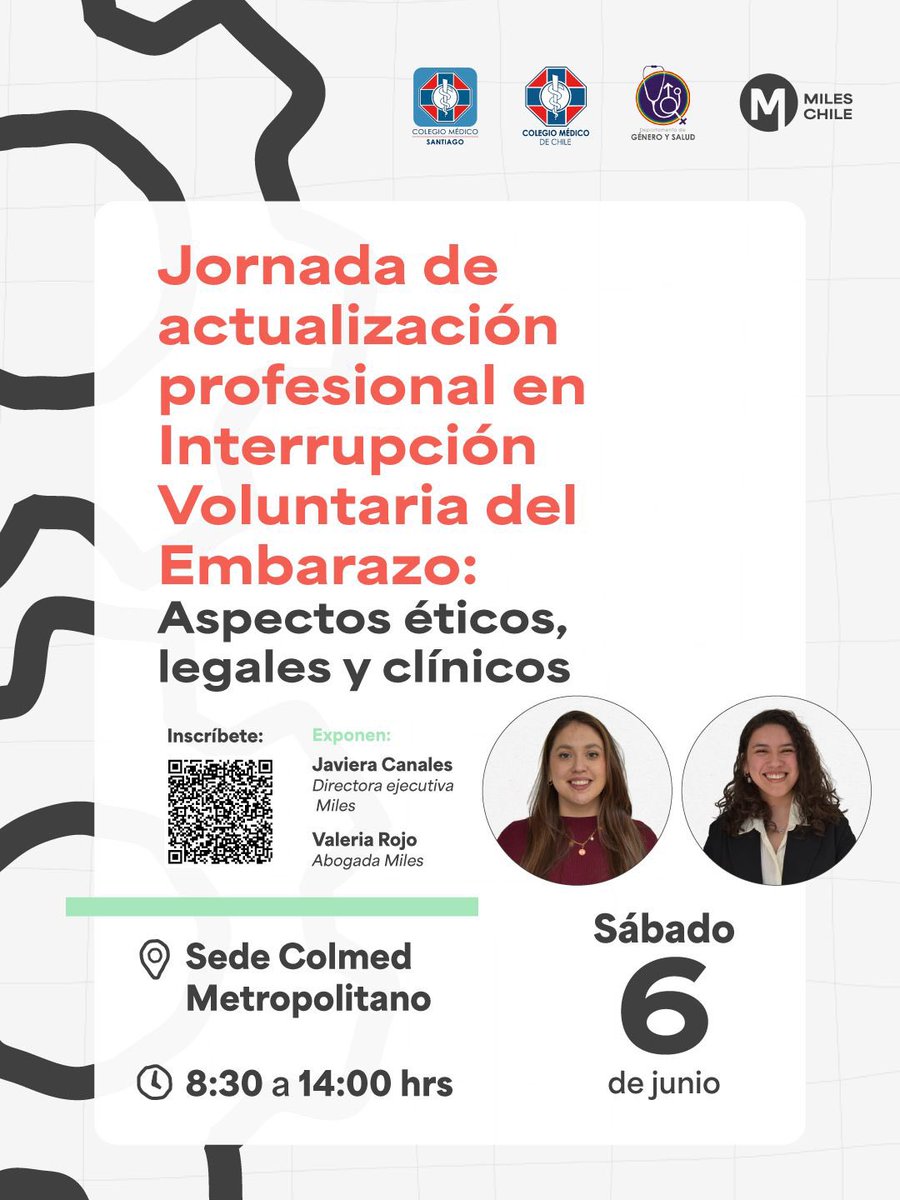 colmedchile's tweet photo. 📚 Jornada de Actualización Profesional en IVE.
Junto a Miles Chile y el @colmedsantiago, te invitamos a fortalecer tus competencias en normativa vigente, objeción de conciencia, secreto profesional y consentimiento informado.
📅 6 de junio | 📍 COLMED Santiago 
Inscríbete en https://t.co/MiYr1CSuyP