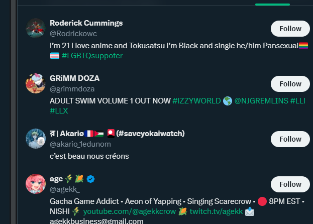 stringdoll50's tweet photo. @OtakuGod_ consider these are the ppl this faggot following, it makes sense https://t.co/GW0uqACOoN