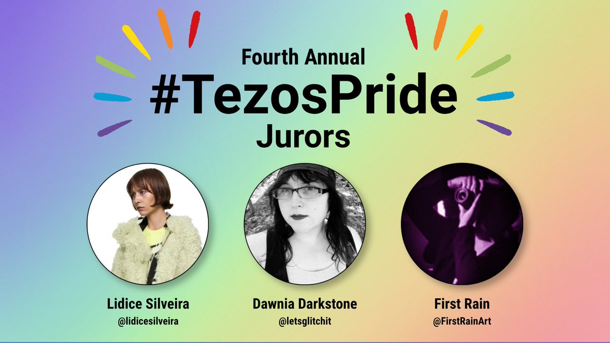 malsheep56's tweet photo. Honoured to present our wonderful jurors for the 4th Annual #TezosPride! 💖🌈✨️

@lidicesilveira
@letsglitchit
@FirstRainArt

Let's celebrate together and create and share some beautiful art!

Learn more about how to participate in the thread linked below! https://t.co/h6UpDTS1UP