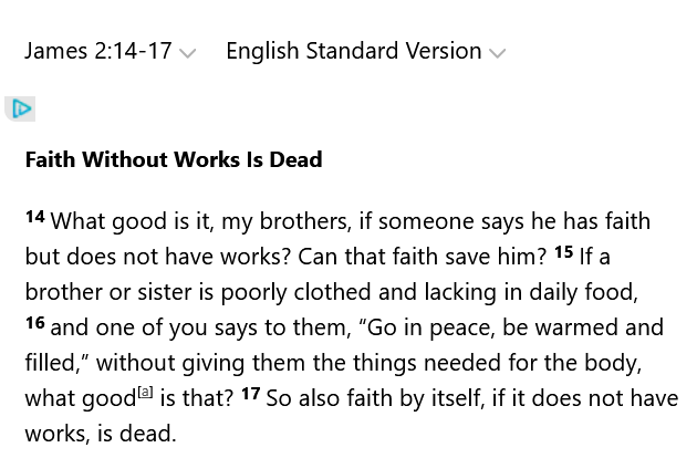 DroppingTrooth's tweet photo. @WithinAllOfUs Faith without works is dead!

They don't need to be mighty works, but they must exist. Fighting sin (commission and omission) is what it is all about. Be selfless in love &amp; action and don't be stained by the world/sin. https://t.co/FpnMV3JHvS