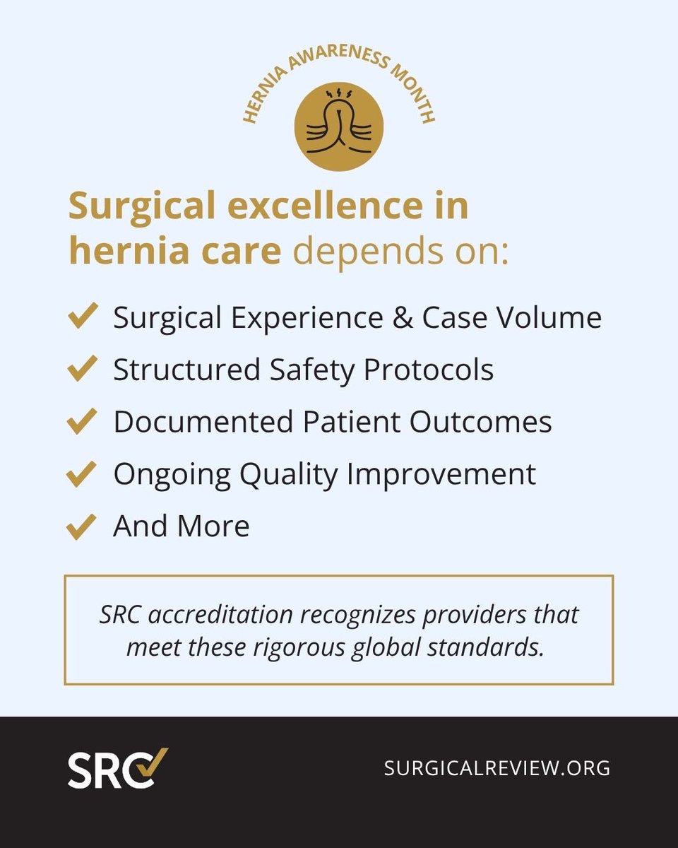 SurgicalRev's tweet photo. In recognition of Hernia Awareness Month, we're highlighting SRC's Hernia Surgery accreditation, a program designed to help health systems, surgical practices, and care teams formalize their commitment to excellence.
 
Fill out our Interest Form to start. https://t.co/G7cZllQ3rJ https://t.co/Y0XeR0OBCO