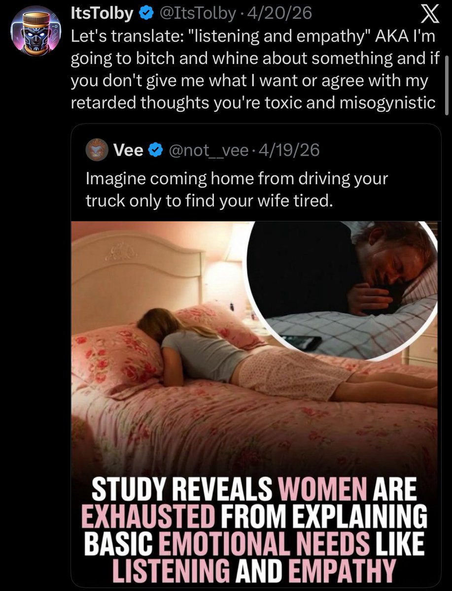 MTHNDefender's tweet photo. @ItsTolby @stabyousoftly Your poor “wife”. Imagine being married to someone with the emotional intelligence of a 5 year old. https://t.co/DuLaLBGAR0