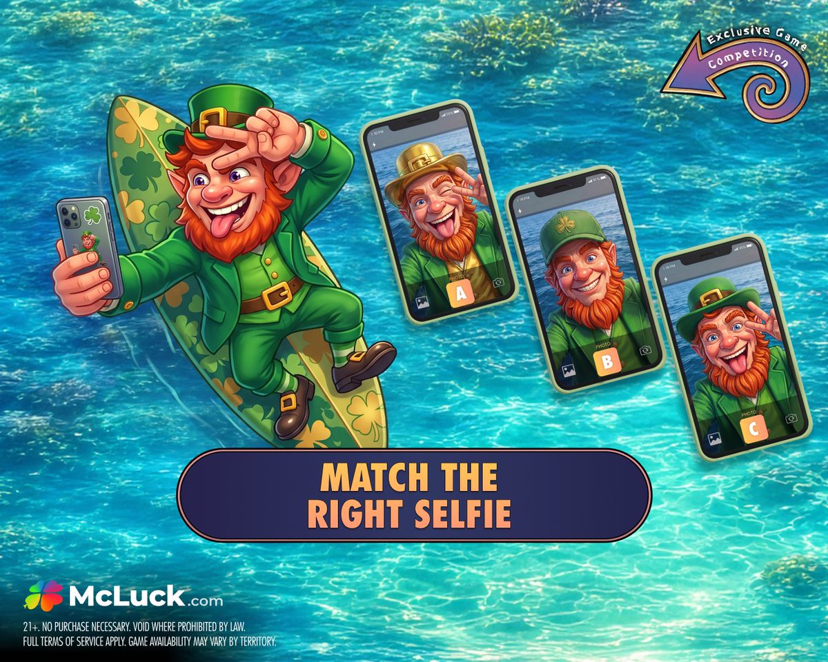 McLuckOfficial's tweet photo. Want to win GC 40,000 + FREE SC 20 with 4 Clover Pots Hold and Win?

Find the matching selfie to be 1 of 10 selected in this trivia game. 👀

Comment A, B, or C + #LuckCompetition to enter on #McLuck. 💫

Ends June 03, 11:59PM PT.

Spin. Win. Repeat. 🍀

Play Now! LINK IN BIO! 📲 https://t.co/yX4rTY4Ybh