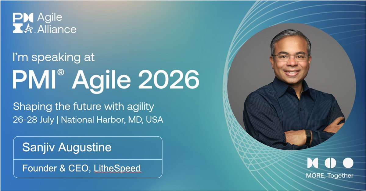 lithespeed's tweet photo. 🎤 LitheSpeed is headed to PMIAgile2026!

Sanjiv Augustine
Responsible AI: Leading the Shift to AI-Native Organizations

Bob Payne
From Scope to Outcomes: Empowering Organizations with the Agile Product Operating Model

Register: https://t.co/n2NPMEwMXF

#PMIAgile2026 #agile https://t.co/ZyArcYbGc6