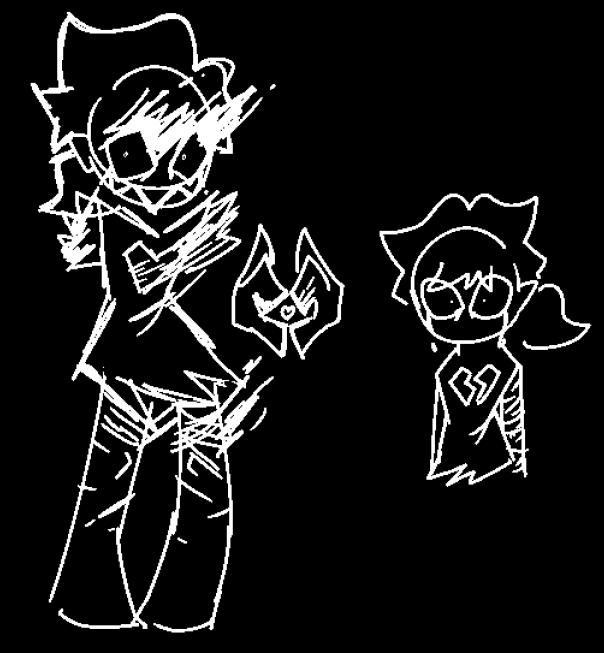 Probotomite's tweet photo. i forgot until after i posted this that i was literally hiding drawings in specific canvases because i was crazy paranoid. changing the paper color to black brings out even more stuff. i really should start depriving myself of sleep again https://t.co/0FLORLt74q