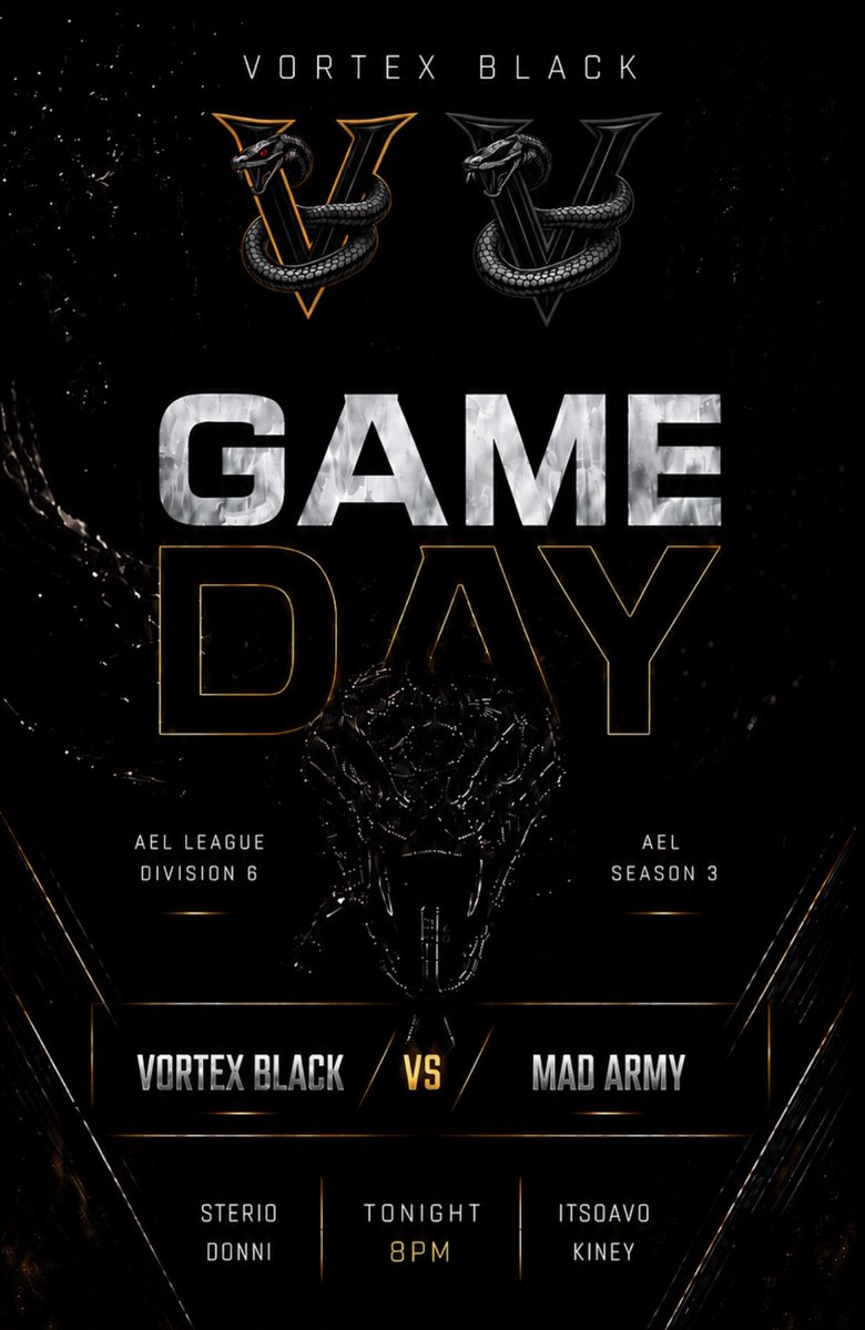 TheVortexGG_'s tweet photo. Vortex Black with their Second AEL match up tonight😮‍💨 currently top seed can they keep it?👀

♠️STERIO 
♠️DONNI
♠️ITSDAVO
♠️KINEY https://t.co/JxriuAeYPT