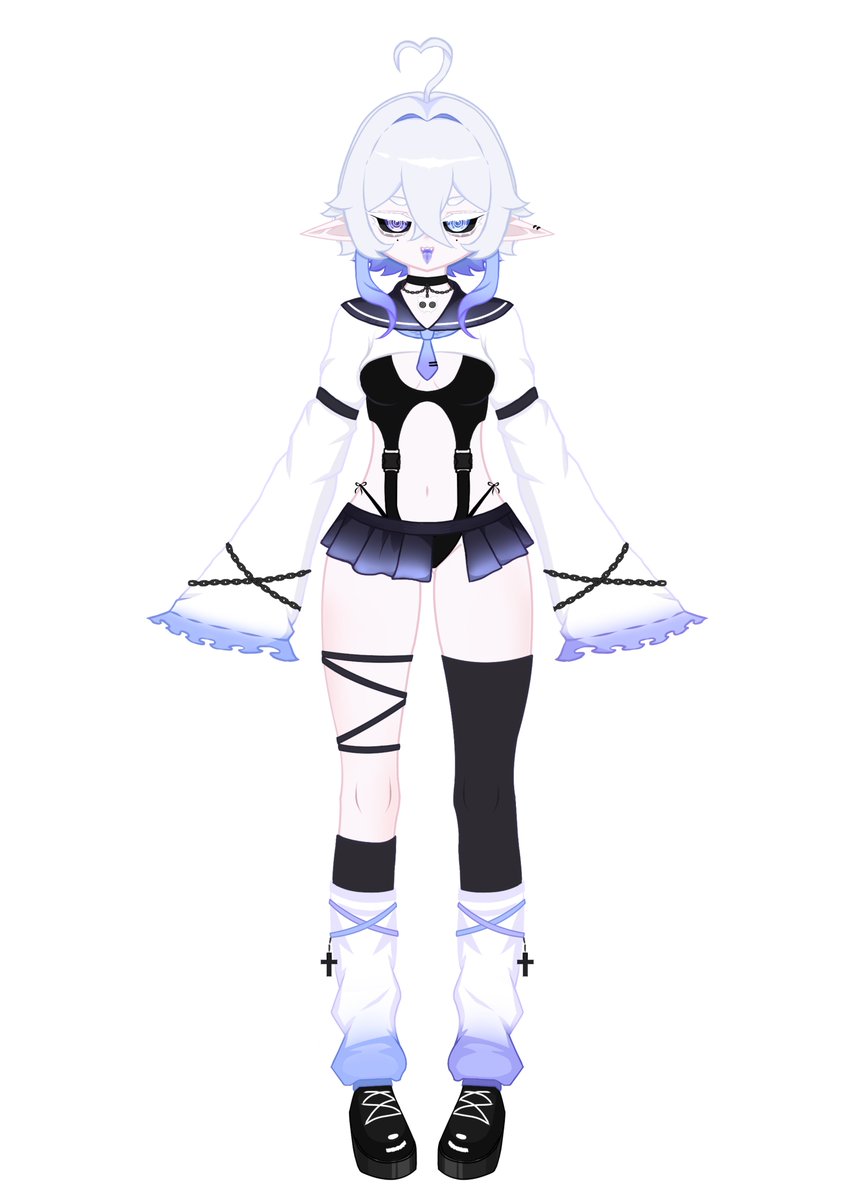 Ghoshiro's tweet photo. Diseño vs Modelo Vtuber 🤍👻🔪

🤍Diseño: @Ghoshiro  // 🤍Modelo: @Niko_oao https://t.co/yUdFFNCfJ6