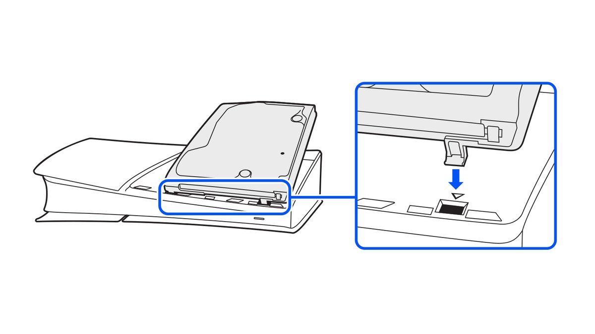 PS_Support_US's tweet photo. Our new, smaller PS5 model has a detachable Ultra HD Blu-ray disc drive💿 

Refer to our FAQ below for disc drive installation and removal instructions! 

💡How to set up the disc drive
https://t.co/fnZ28yfJ9t https://t.co/LUUWdqiUZN