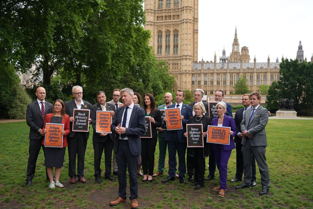 LibDems's tweet photo. In these volatile times, the Government must move much faster.

We’re urging them to commit to reaching 3% of GDP on defence by 2030, to adopt our £20 billion defence bond programme proposal and cancel their order of US jets to use the money saved to buy 12 new British-made Typhoon jets instead.