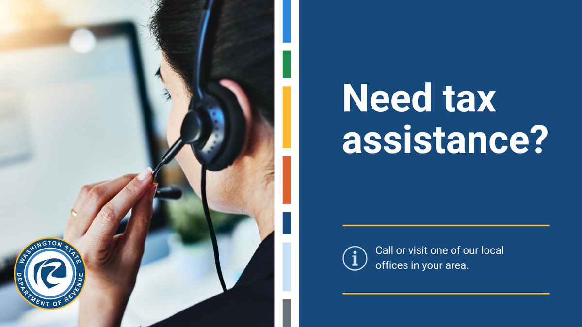WAStateDOR's tweet photo. Do you need tax assistance? Contact us by phone or visit one of our local offices listed at https://t.co/f5PZrw7aQN. https://t.co/3ItxDRBz5z
