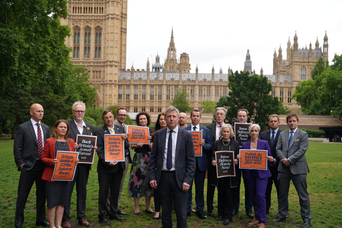 LibDems's tweet photo. In these volatile times, the Government must move much faster.

We’re urging them to commit to reaching 3% of GDP on defence by 2030, to adopt our £20 billion defence bond programme proposal and cancel their order of US jets to use the money saved to buy 12 new British-made Typhoon jets instead.