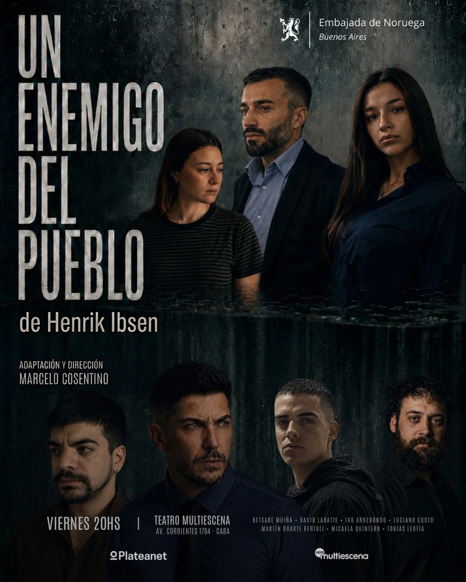 Plateanet's tweet photo. 🎭Un enemigo del Pueblo
Un clásico de Henrik Ibsen donde todo parece suceder al mismo tiempo: las ideas, los conflictos y las decisiones que ya no pueden esperar 🕜

📍Teatro Multiescena
📅Estreno Viernes 5 de Junio
🎟️Conseguí tus entadas acá https://t.co/cSE22yooKc https://t.co/qA1UOiJs7I