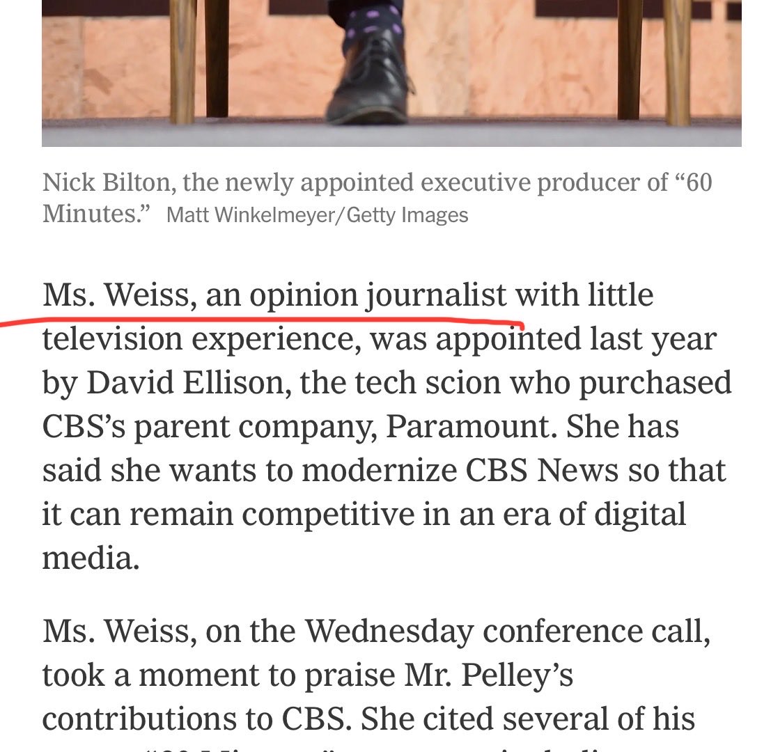 davidzweig's tweet photo. This NYT line is ridiculous. Yes, Weiss was an opinion writer. But she also was founder &amp; editor of a media corp that had over 1M subscribers, a non-trivial portion of which are paid, that published plenty of investigative work. NYT deliberately used the least salient descriptor. https://t.co/rsK5D0QNYy