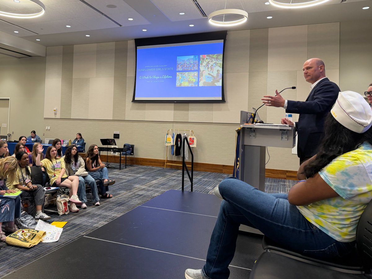 KansasSOS's tweet photo. Yesterday Secretary @ScottSchwabKS spoke to the Sunflower Girls State delegation about civic engagement, encouraging the attendees to make the most of this opportunity and the resources this session offers. #ksleg https://t.co/RAxiMAt2Wv