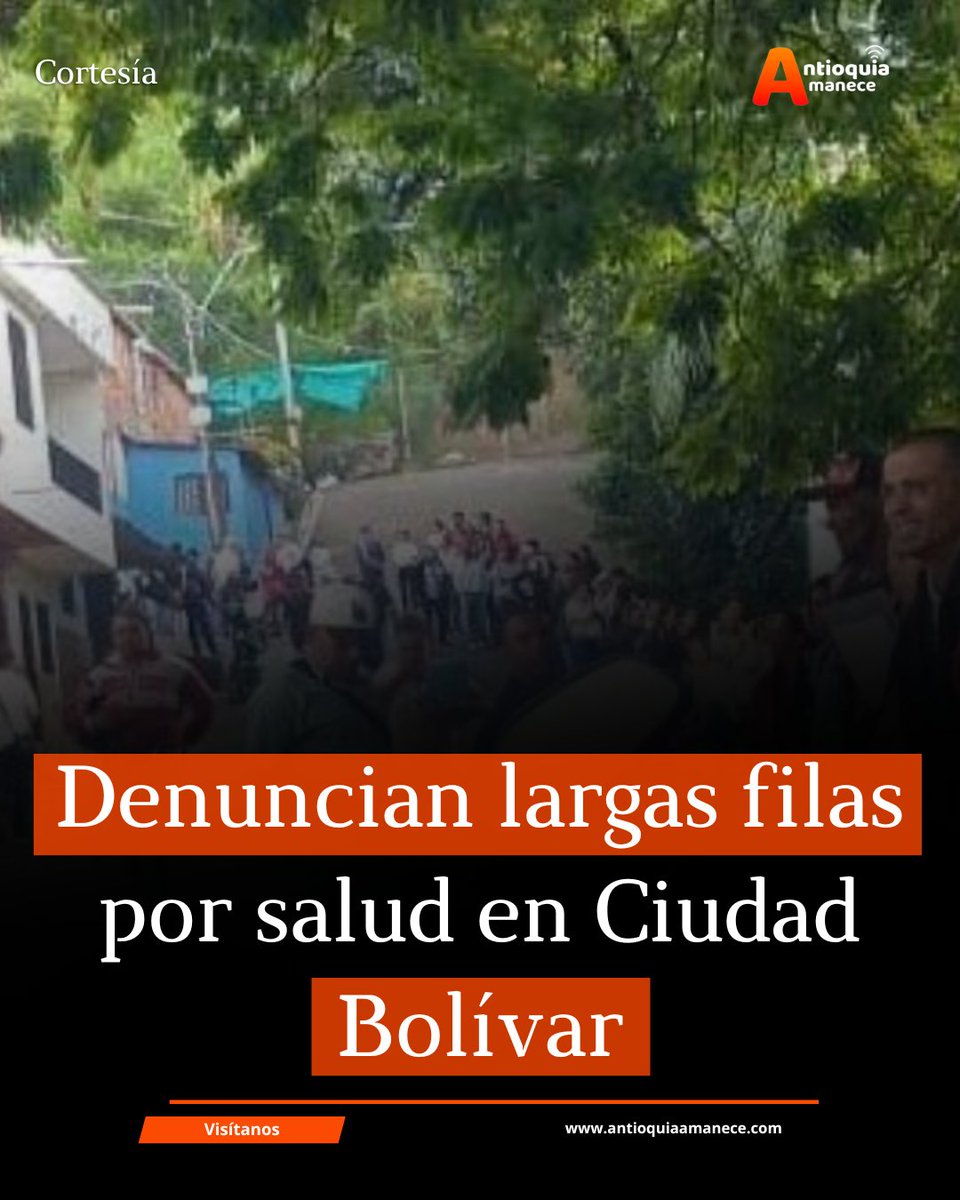 antamanece's tweet photo. Habitantes de Ciudad Bolívar, en el Suroeste antioqueño, denunciaron dificultades para acceder a servicios de salud y asignación de citas médicas en el hospital del municipio. Según la comunidad, algunos usuarios deben hacer fila desde las 4:00 de la mañana o incluso desde la noche anterior para intentar obtener un turno de atención.

Las denuncias señalan que varias personas llegan desde veredas y municipios cercanos, asumiendo costos de transporte y largos tiempos de espera. En algunos casos, pese al desplazamiento, los usuarios no logran acceder a la consulta o al especialista requerido y reciben la indicación de regresar otro día, lo que aumenta la carga económica y afecta la oportunidad en la atención.

La situación impacta especialmente a adultos mayores, personas enfermas y familias con bajos recursos, que deben permanecer durante horas en la vía pública mientras esperan un cupo. La comunidad pide revisar el sistema de asignación de citas y garantizar una atención más organizada, oportuna y digna para quienes dependen del servicio público de salud en el municipio.

#Salud #DenunciaCiudadana #ServiciosDeSalud #AntioquiaAmanece