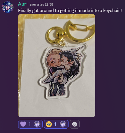 DutrayX's tweet photo. I woke up to this notification today and was honestly amazed and so happy!!!

I want to give a huge thank you to @Auroria3D because a few weeks ago they told me they wanted to make a keychain using the chibi from the first commission they ordered from me, and now it’s become a reality...

Something like this has never happened to me before, and it truly made my day 💜 🥺 ✨