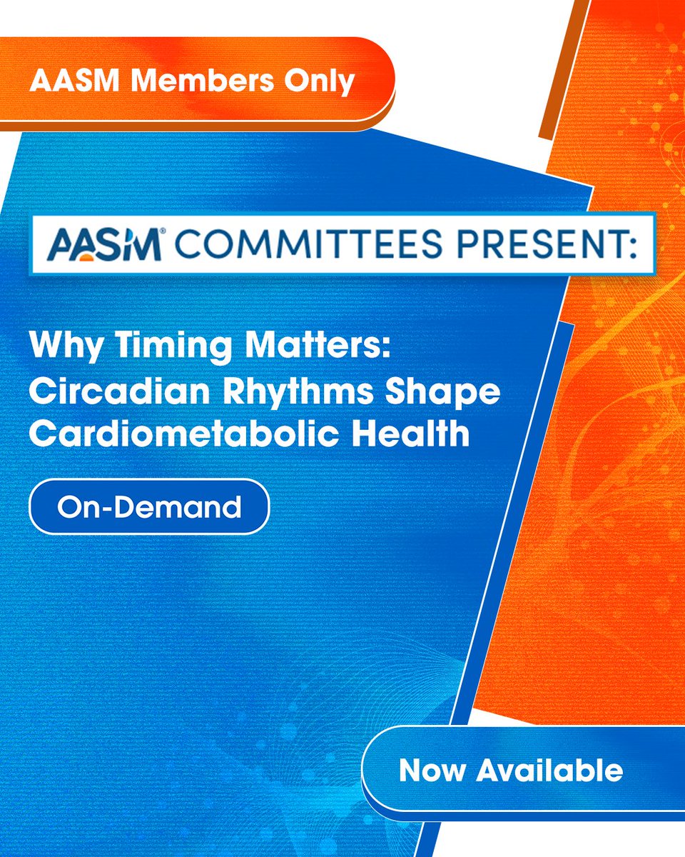 AASMorg's tweet photo. How do circadian rhythms influence cardiometabolic health?

Learn from AASM committees in this on-demand webinar: Why Timing Matters: Circadian Rhythms Shape Cardiometabolic Health.

🔒 Members: Access it here
https://t.co/7qVgll6jyt https://t.co/sHc9mcJjtS